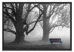 Einsame Bank im Nebel Schattenfugenrahmen 100x70