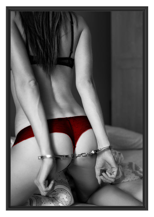 Pixxprint Sexy Frau in Unterwäsche, im Schwebe-Effekt Bilderrahmen