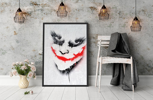 Joker Gesicht auf Spanplatte Schattenfugenrahmen Wohnzimmer