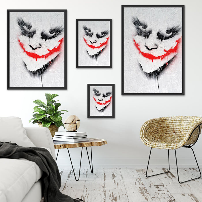 Joker Gesicht auf Spanplatte Schattenfugenrahmen Dekovorschlag