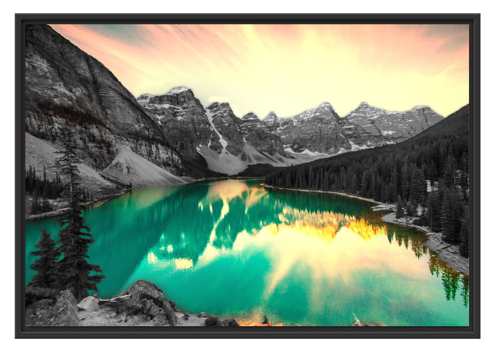 Pixxprint Moraine Lake in Canada, im Schwebe-Effekt Bilderrahmen