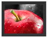 roter Apfel mit Wassertropfen Schattenfugenrahmen 38x30