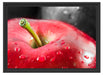 roter Apfel mit Wassertropfen Schattenfugenrahmen 55x40