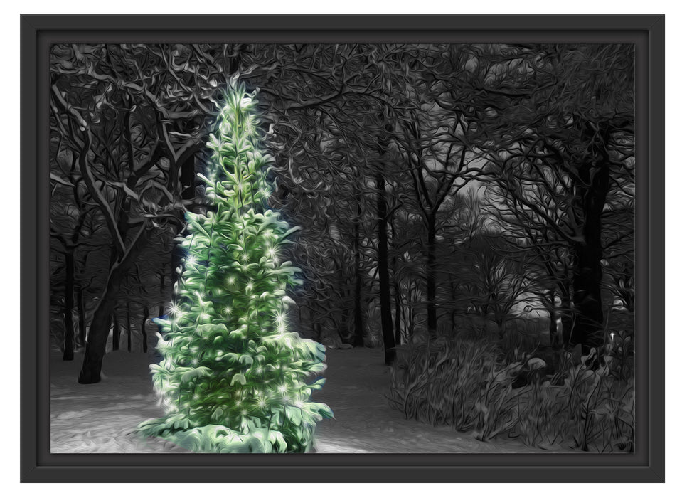Weihnachtsbaum im Winter Schattenfugenrahmen 55x40