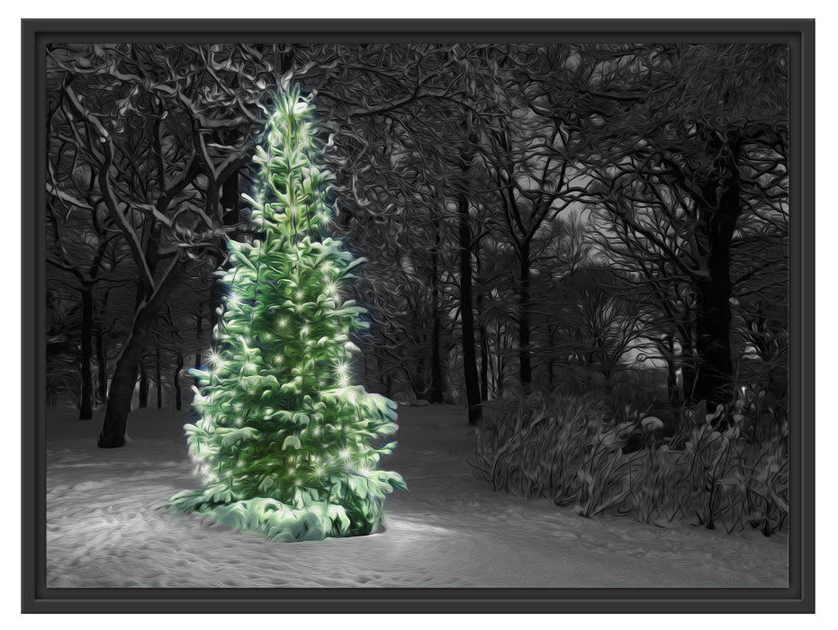 Weihnachtsbaum im Winter Schattenfugenrahmen 80x60