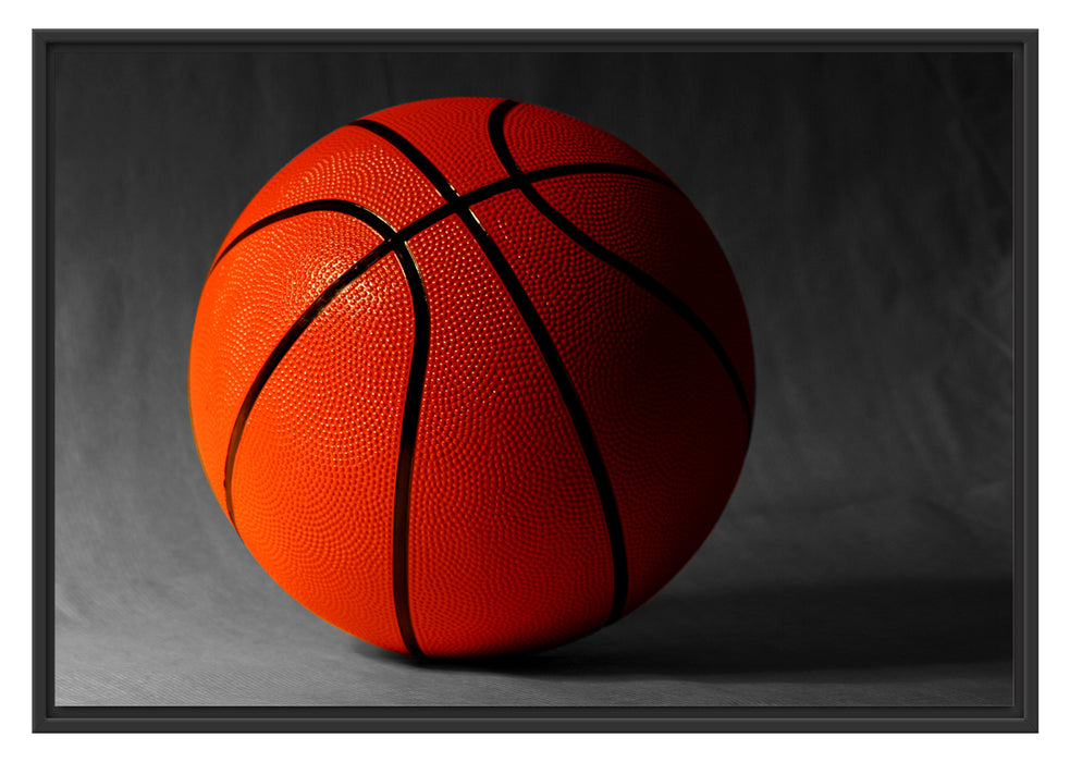 Pixxprint Basketball schwarzer Hintergrund, im Schwebe-Effekt Bilderrahmen