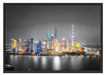 Shanghai Skyline bei Nacht Schattenfugenrahmen 100x70