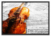 Geige auf Notenblättern Schattenfugenrahmen 100x70