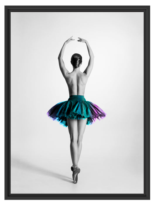 anmutige Ballerina im Tütü Schattenfugenrahmen 80x60