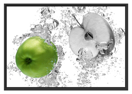 saftig grüne Äpfel im Wasser Schattenfugenrahmen 100x70