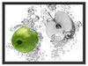 saftig grüne Äpfel im Wasser Schattenfugenrahmen 80x60