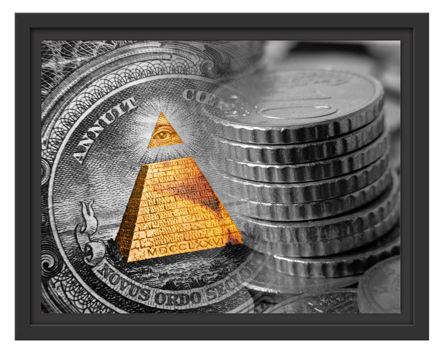 Illuminati Pyramide Dollar Schattenfugenrahmen 38x30