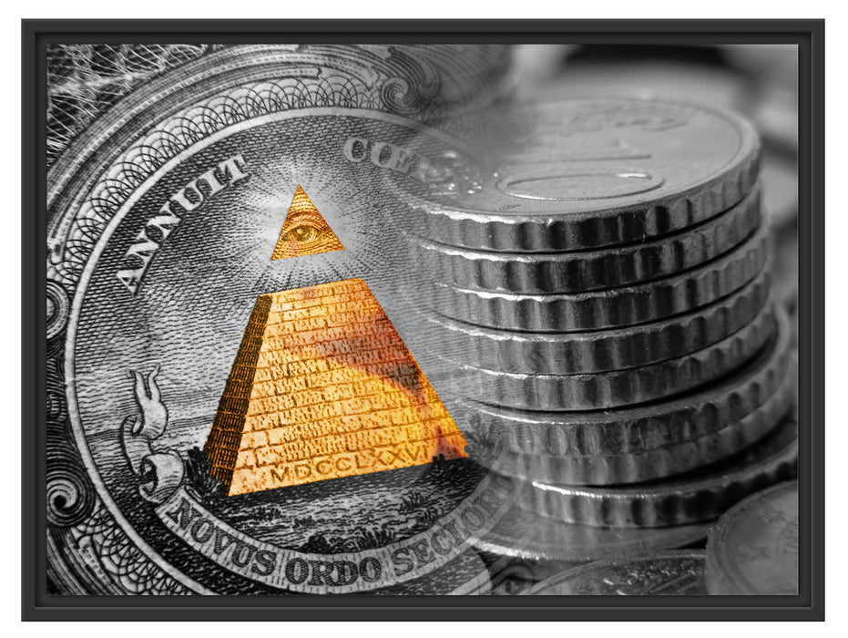 Illuminati Pyramide Dollar Schattenfugenrahmen 80x60