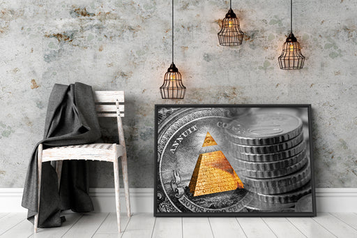 Illuminati Pyramide Dollar Schattenfugenrahmen Wohnzimmer