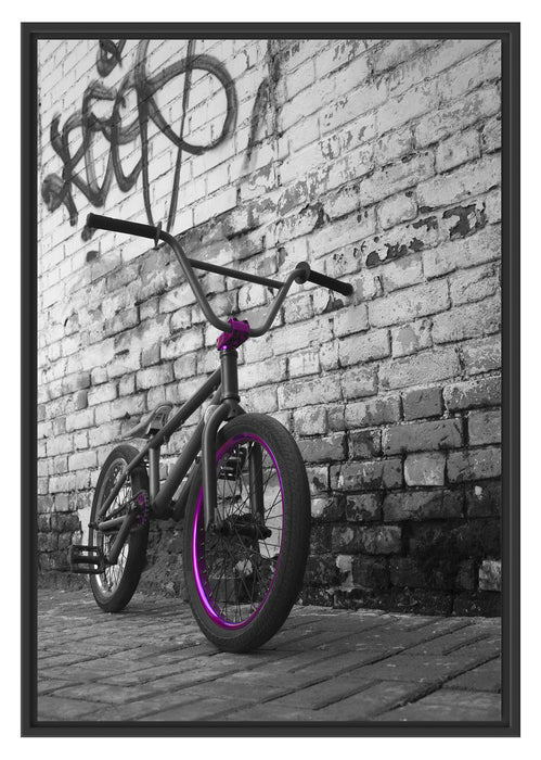 BMX Fahrrad Graffiti Schattenfugenrahmen 100x70