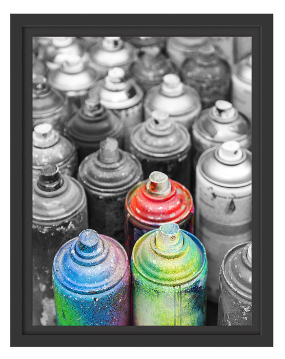 bunte Graffiti Flaschen Schattenfugenrahmen 38x30