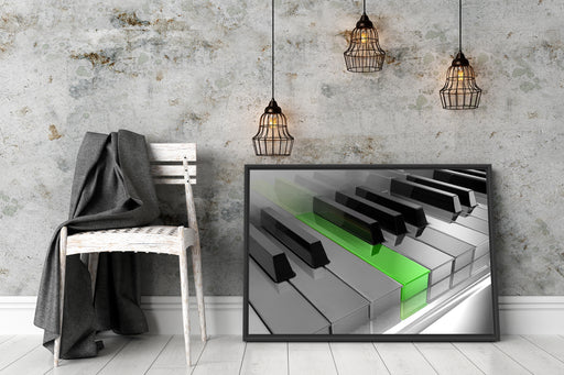 Piano green Klaviertasten Schattenfugenrahmen Wohnzimmer