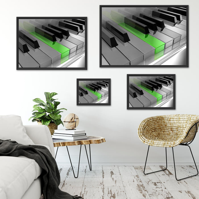 Piano green Klaviertasten Schattenfugenrahmen Dekovorschlag