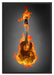 Brennende Gitarre Heiße Flammen Schattenfugenrahmen 100x70