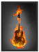 Brennende Gitarre Heiße Flammen Schattenfugenrahmen 80x60