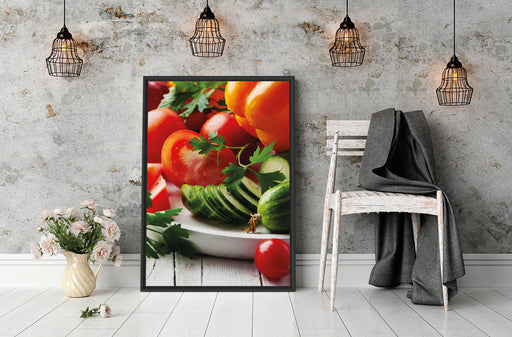 Obst Gemüse Gurke Tomaten Schattenfugenrahmen Wohnzimmer