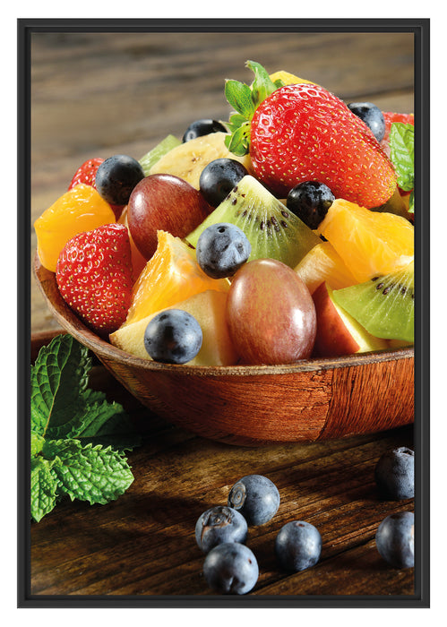 Pixxprint Apfel Kirsche Obstkorb, im Schwebe-Effekt Bilderrahmen
