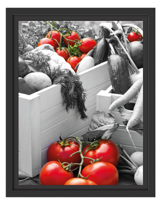 Tomaten im Gemüsekorb Schattenfugenrahmen 38x30