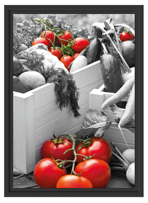 Tomaten im Gemüsekorb Schattenfugenrahmen 55x40
