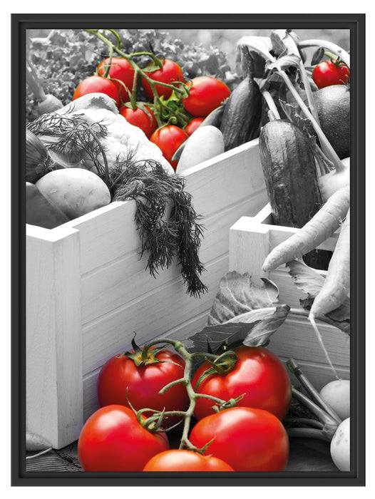 Tomaten im Gemüsekorb Schattenfugenrahmen 80x60