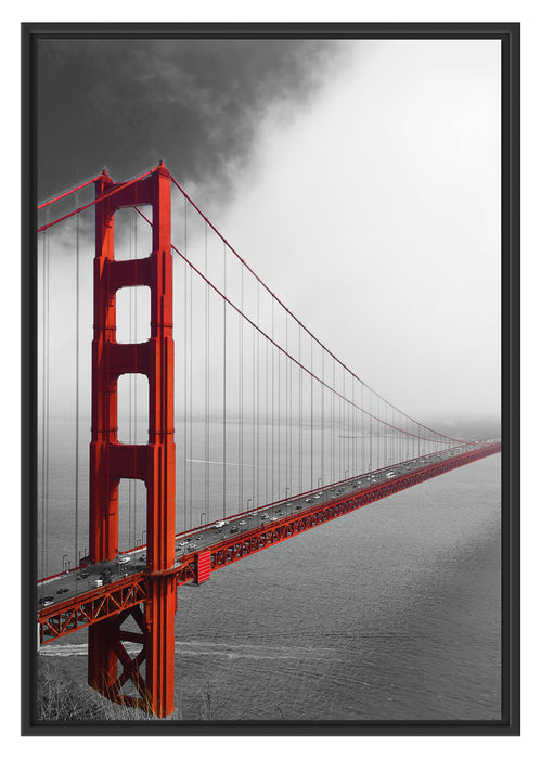 Pixxprint Golden Gate Bridge Aussicht, im Schwebe-Effekt Bilderrahmen