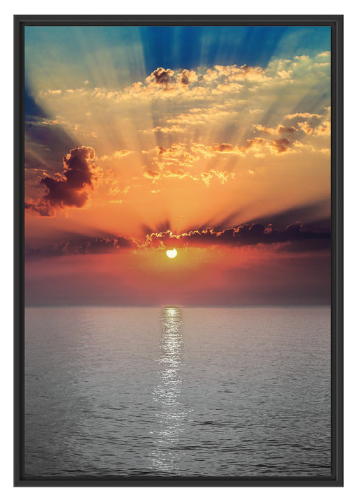 Sonnenuntergang auf Meer Schattenfugenrahmen 100x70