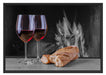 Baguette Wein Picknick Schattenfugenrahmen 100x70