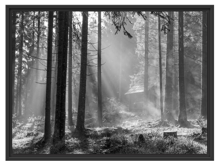 Häuschen im Wald Schattenfugenrahmen 80x60