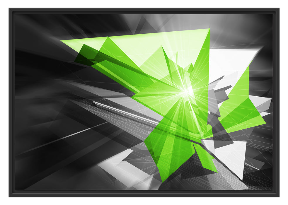 Pixxprint Abstrakt grünes Eis, im Schwebe-Effekt Bilderrahmen