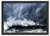 Tobendes Meer mit Leuchtturm Schattenfugenrahmen 55x40