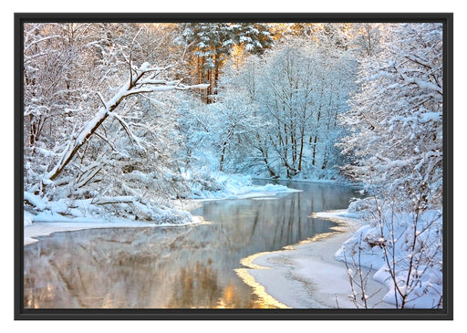 Atemberaubende Winterlandschaft Schattenfugenrahmen 100x70