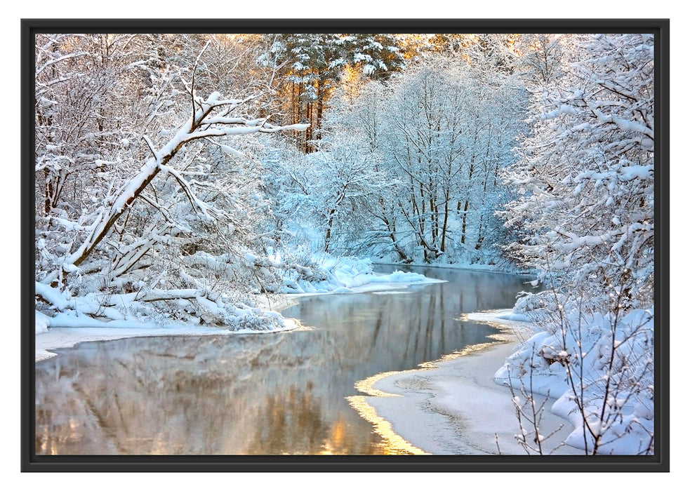 Pixxprint Atemberaubende Winterlandschaft, im Schwebe-Effekt Bilderrahmen