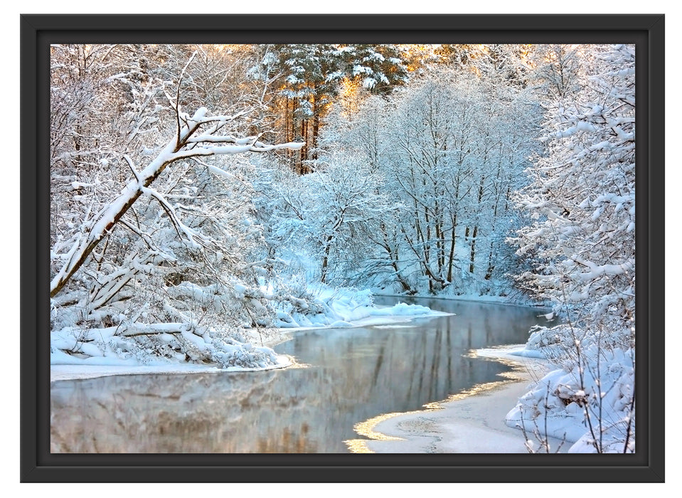 Atemberaubende Winterlandschaft Schattenfugenrahmen 55x40