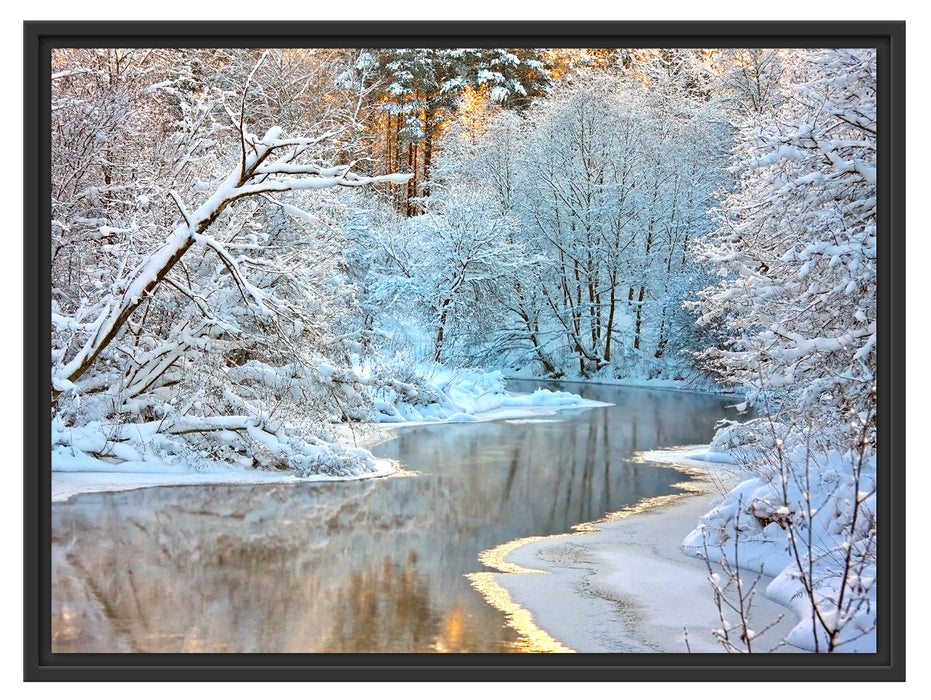 Atemberaubende Winterlandschaft Schattenfugenrahmen 80x60