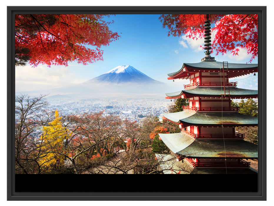 Japanischer Tempel im Herbst Schattenfugenrahmen 80x60