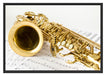Saxophon auf Notenpapier Schattenfugenrahmen 100x70