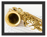 Saxophon auf Notenpapier Schattenfugenrahmen 38x30
