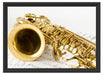 Saxophon auf Notenpapier Schattenfugenrahmen 55x40