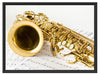 Saxophon auf Notenpapier Schattenfugenrahmen 80x60