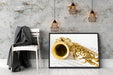 Saxophon auf Notenpapier Schattenfugenrahmen Wohnzimmer