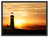 Leuchtturm im Sonnenuntergang Schattenfugenrahmen 80x60