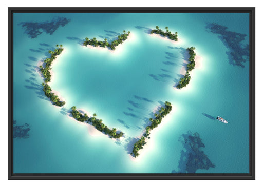 Herz geformt aus Inseln Schattenfugenrahmen 100x70