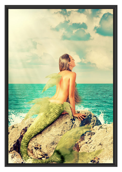 Traumhafte Meerjungfrau Schattenfugenrahmen 100x70