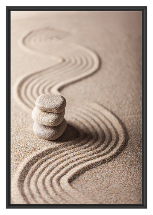 Wellenmuster im Sand Schattenfugenrahmen 100x70