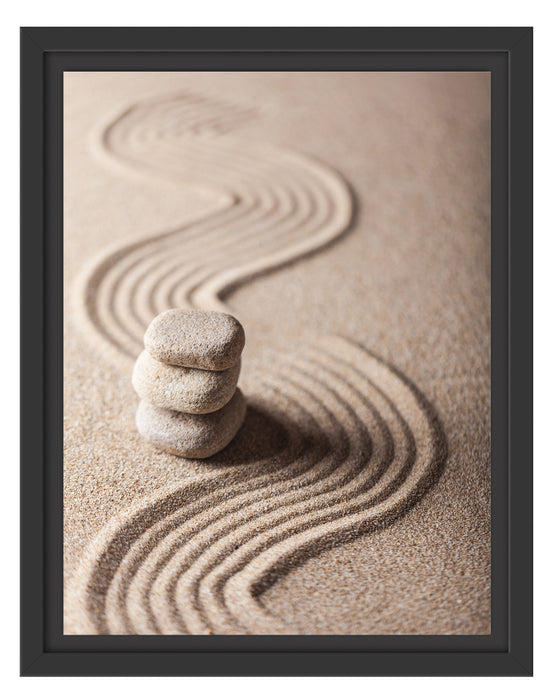 Wellenmuster im Sand Schattenfugenrahmen 38x30